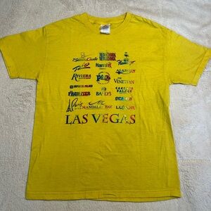 Vintage 90s Alstyle Las Vegas Casino Hotel Resort Yellow T Shirt Mens L Vtg Y2K